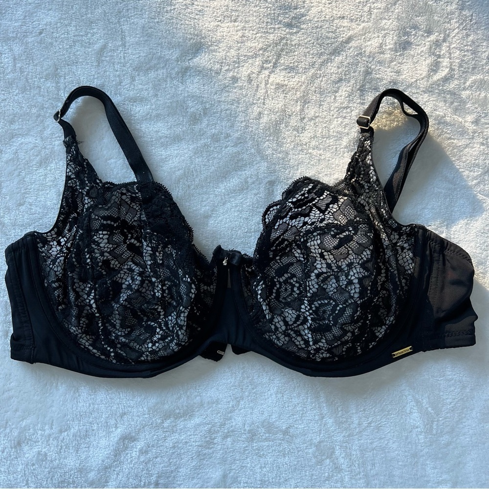 La Vie en Rose Unlined Lace and Mesh Bra 38DD